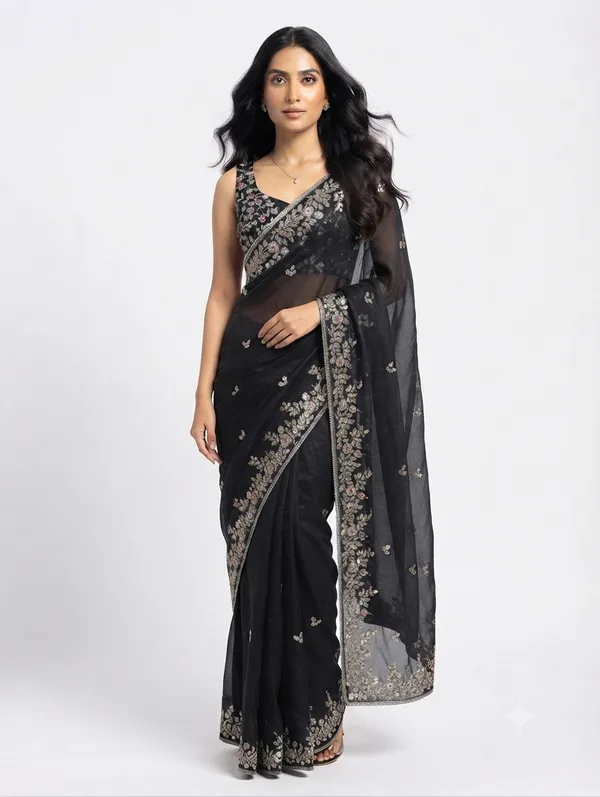 Black_Sheer_Embroidered_Saree_For_Women
