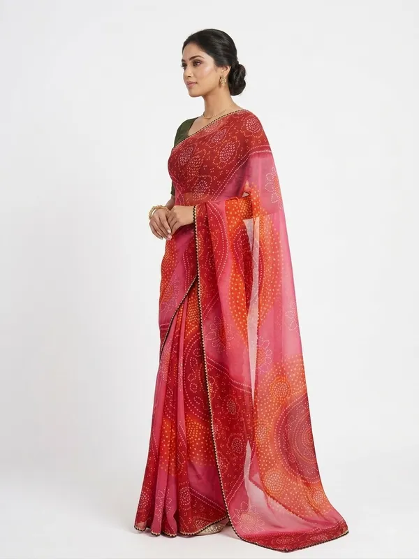 Red_Georgette_Bandhani_Print_Saree_For_Women