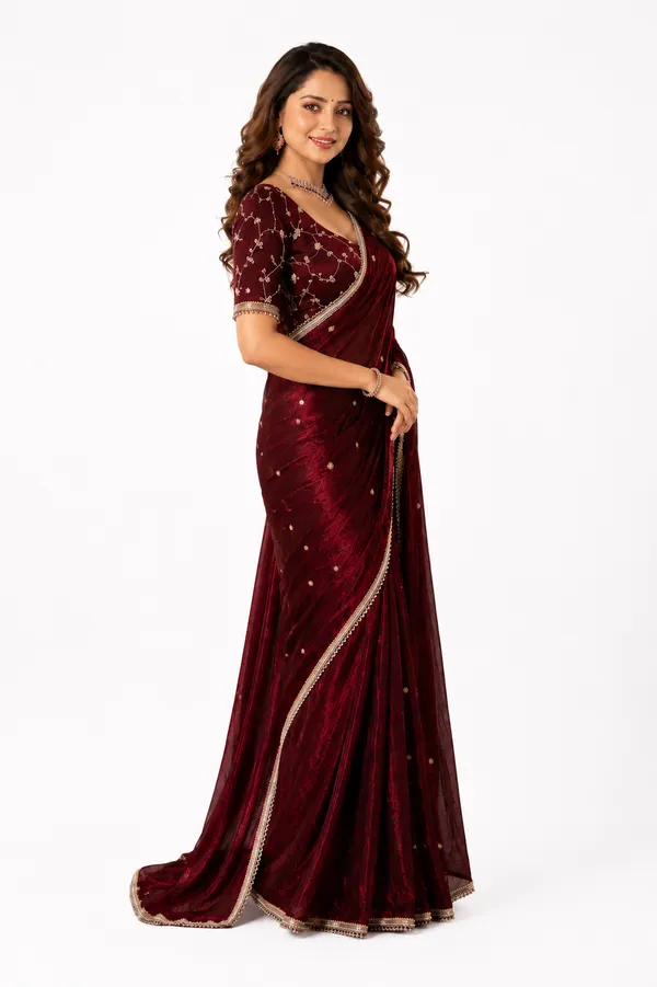 Maroon_Embroidered_Saree_For_Women
