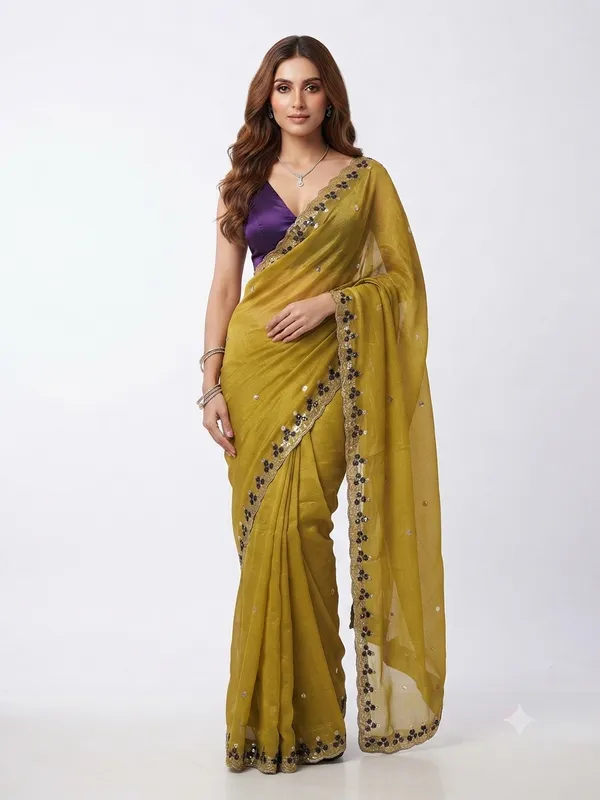 Mustard_Embellished_Saree_For_Women