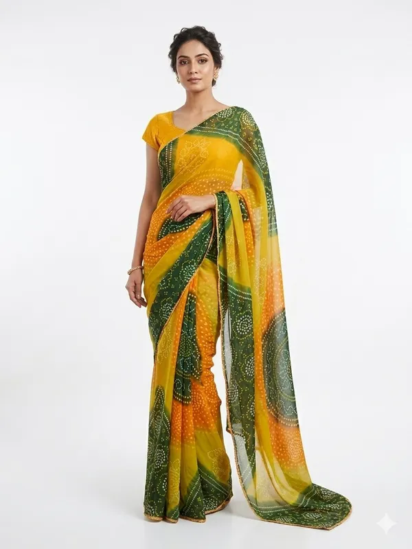 Yellow_Printed_Saree_For_Women