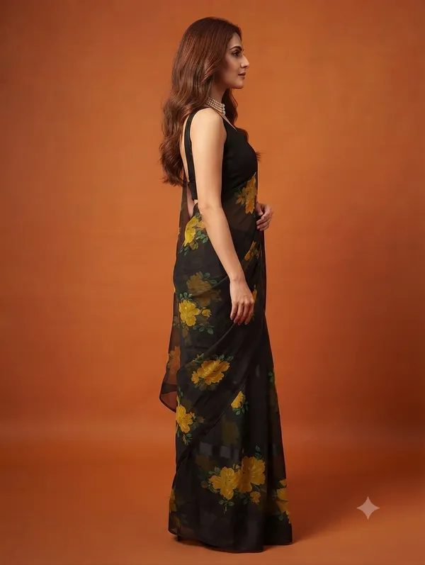 Black_Floral_Print_Saree_For_Women