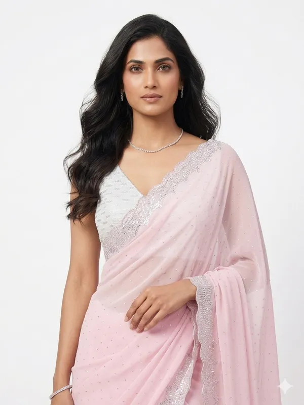 Pink_Sheer_Lace_Border_Saree_For_Women