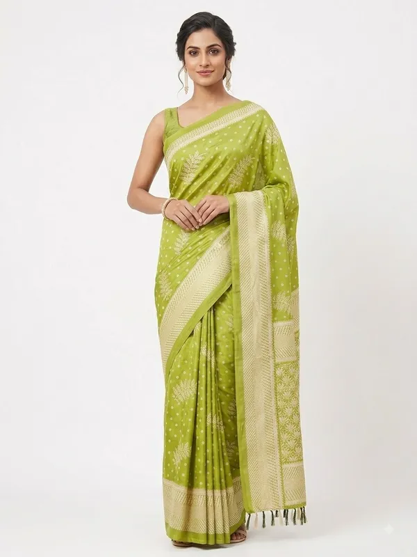 Green_Woven_Floral_Saree_For_Women