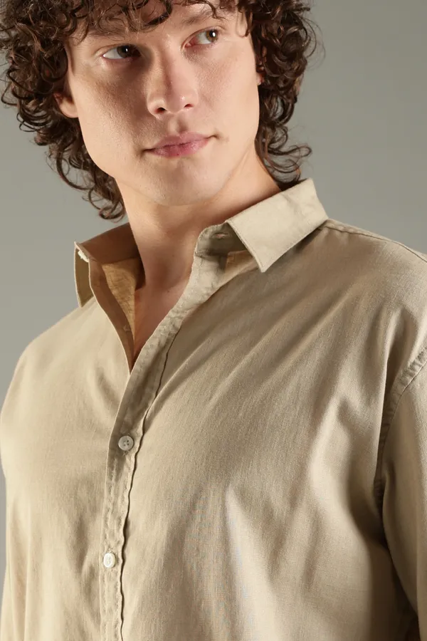 Italino_Biege_Linen_Blend_Relaxed_Shirt