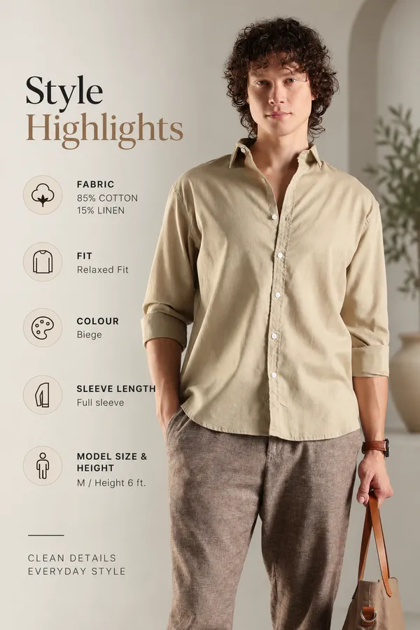 Italino_Biege_Linen_Blend_Relaxed_Shirt