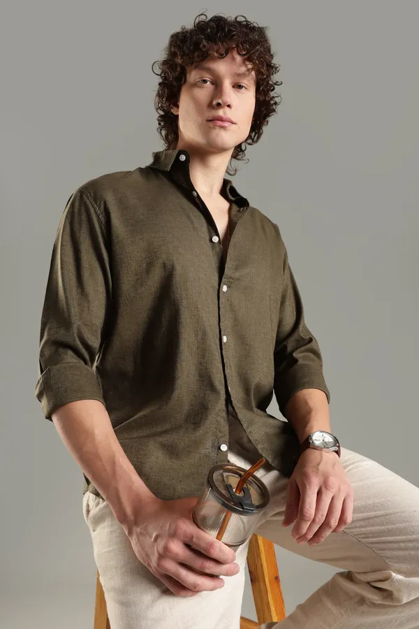 Italino_Olive_Linen_Blend_Relaxed_Shirt