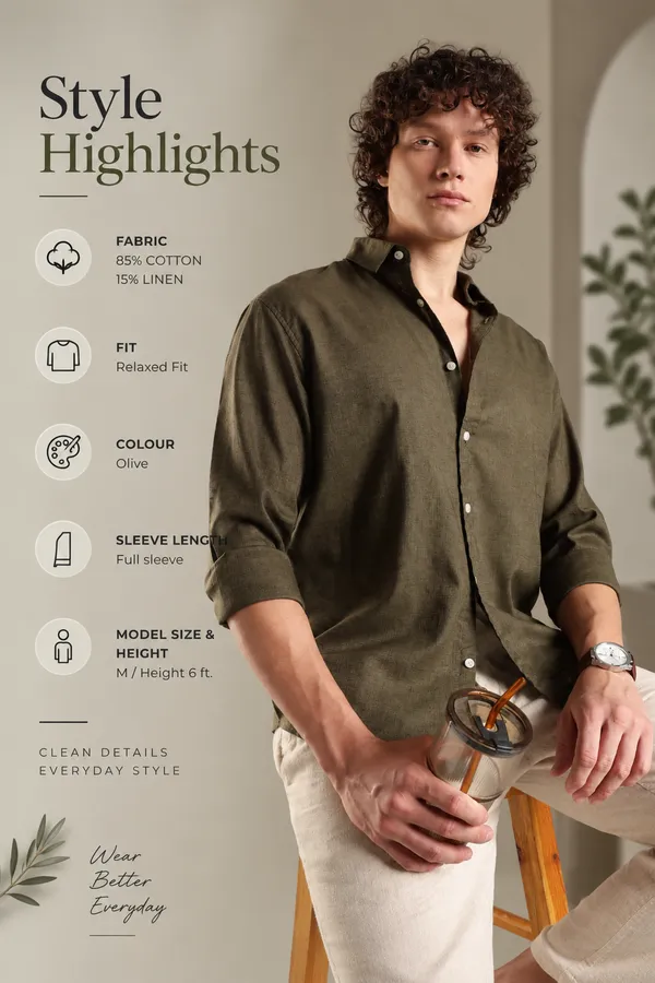 Italino_Olive_Linen_Blend_Relaxed_Shirt