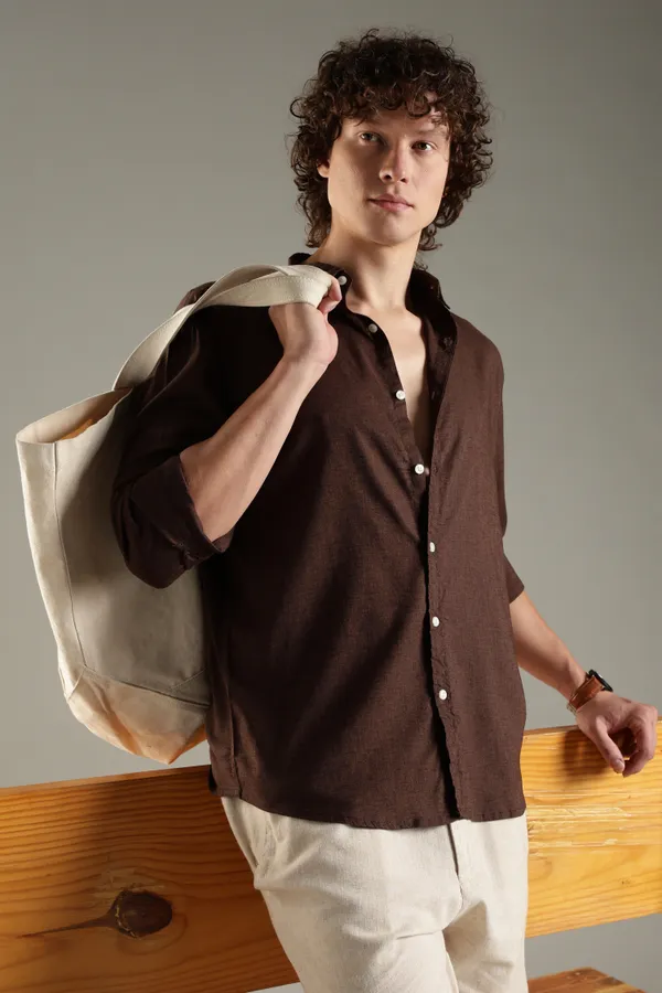 Italino_Brown_Linen_Blend_Relaxed_Shirt