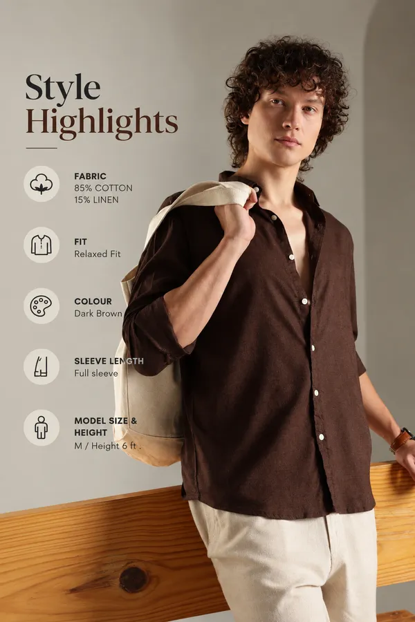 Italino_Brown_Linen_Blend_Relaxed_Shirt