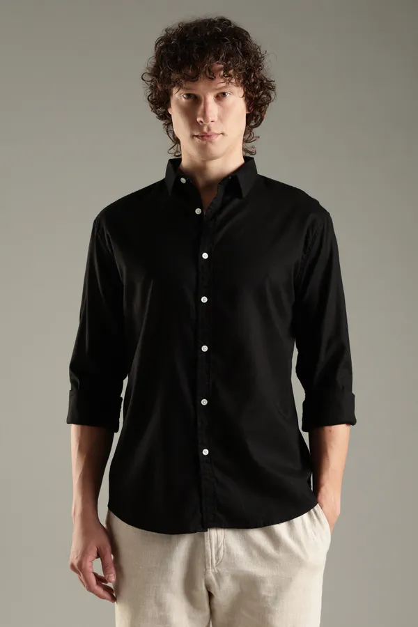 Italino_Black_Linen_Blend_Relaxed_Shirt
