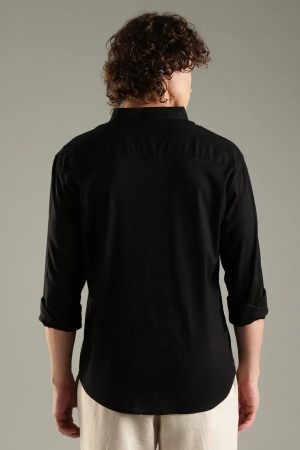 Italino_Black_Linen_Blend_Relaxed_Shirt