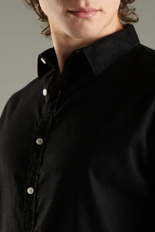 Italino_Black_Linen_Blend_Relaxed_Shirt