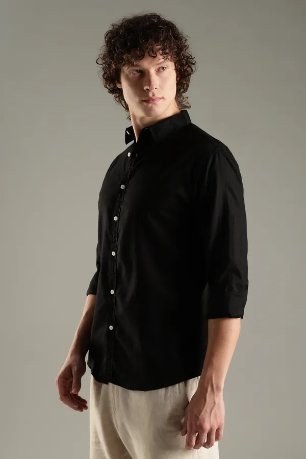 Italino_Black_Linen_Blend_Relaxed_Shirt