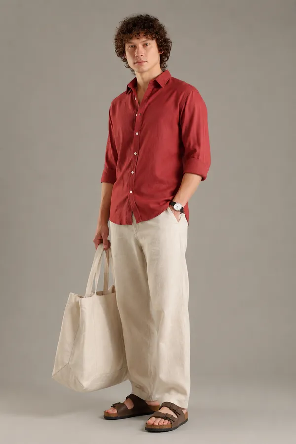 Italino_Rust_Linen_Blend_Relaxed_Shirt