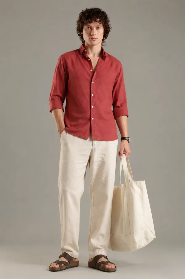 Italino_Rust_Linen_Blend_Relaxed_Shirt