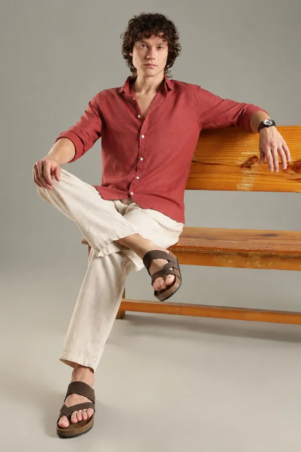Italino_Rust_Linen_Blend_Relaxed_Shirt