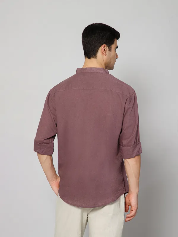 French_Linen_Blend_Relaxed_Fit_Purple_Men_S_Shirt