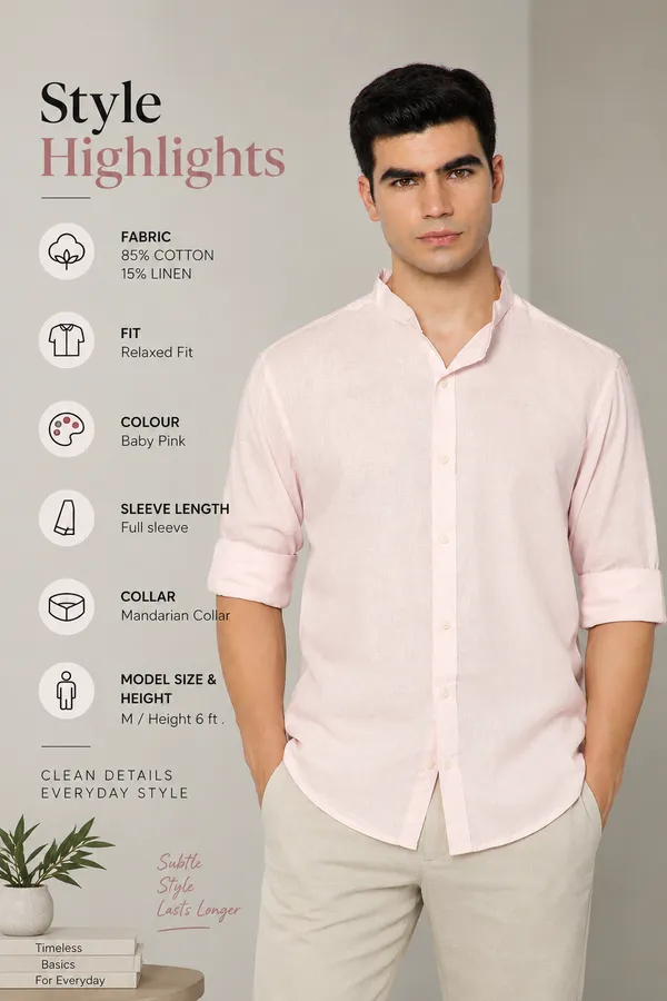 French_Linen_Blend_Relaxed_Fit_Pink_Men_S_Shirt
