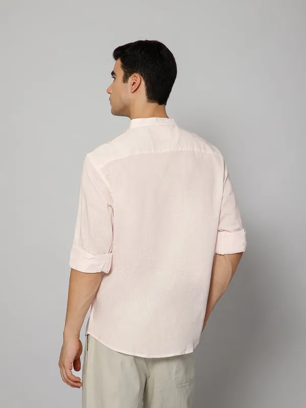 French_Linen_Blend_Relaxed_Fit_Pink_Men_S_Shirt