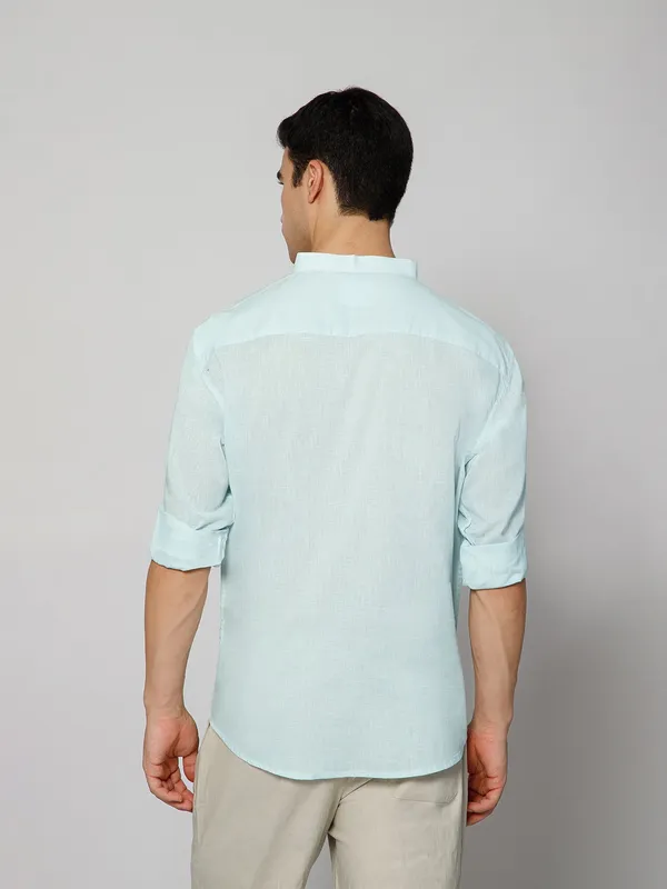 French_Linen_Blend_Relaxed_Fit_Sky_Blue_Men_S_Shirt