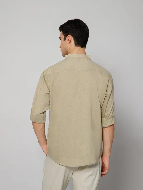 French_Linen_Blend_Relaxed_Fit_Beige_Men_S_Shirt