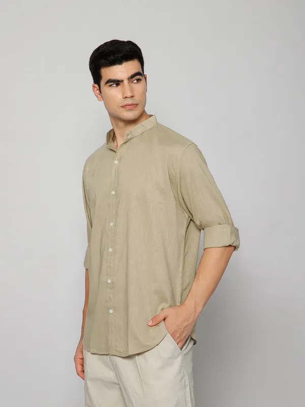 French_Linen_Blend_Relaxed_Fit_Beige_Men_S_Shirt