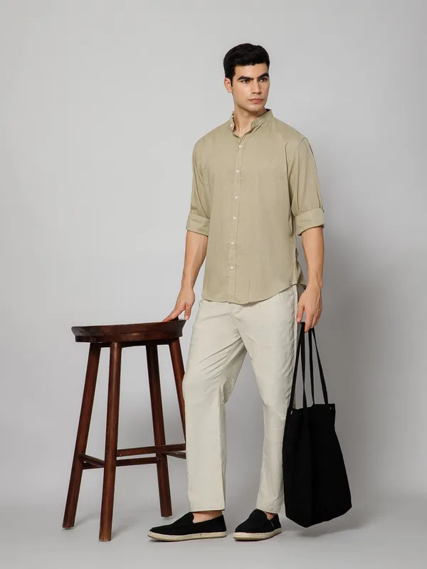 French_Linen_Blend_Relaxed_Fit_Beige_Men_S_Shirt
