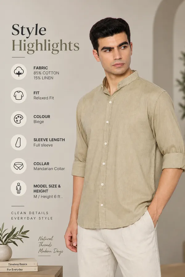 French_Linen_Blend_Relaxed_Fit_Beige_Men_S_Shirt