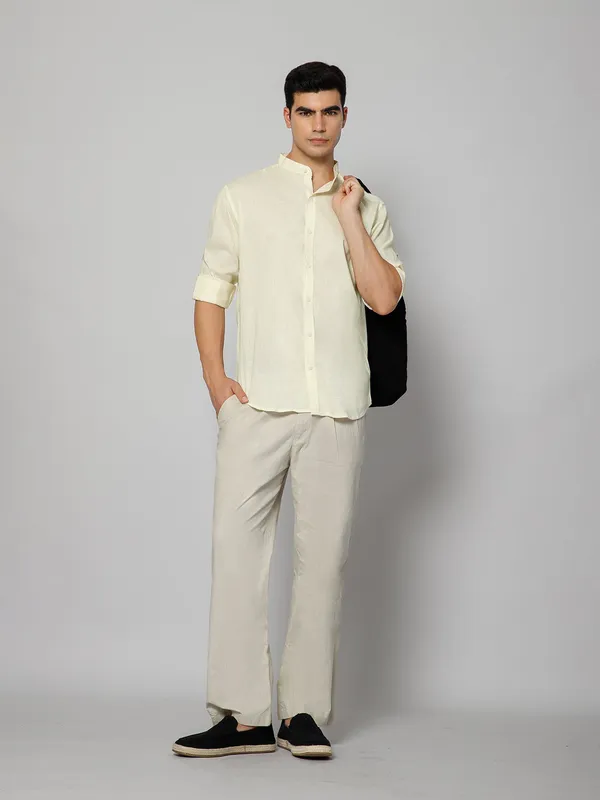 French_Linen_Blend_Relaxed_Fit_Butter_Yellow_Men_S_Shirt