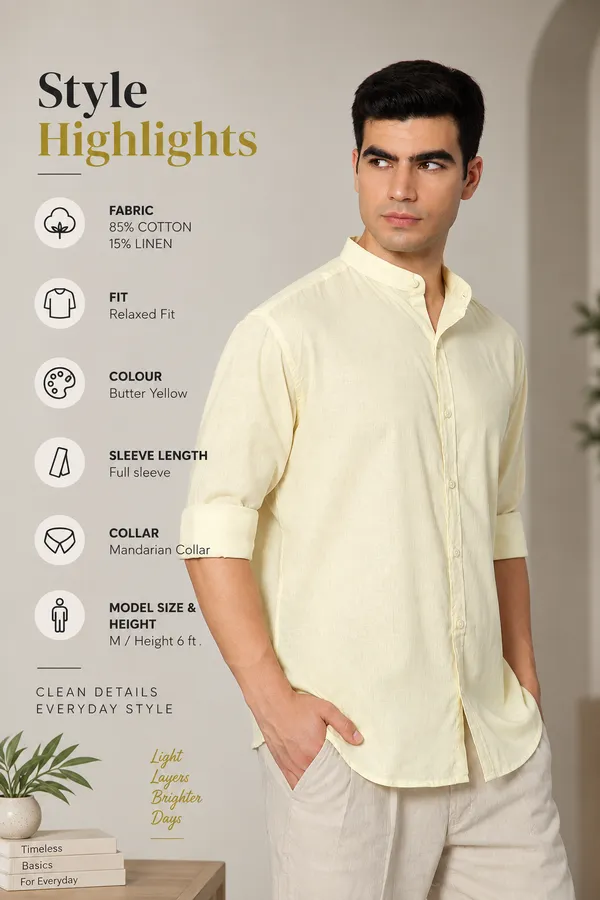 French_Linen_Blend_Relaxed_Fit_Butter_Yellow_Men_S_Shirt
