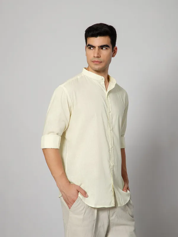 French_Linen_Blend_Relaxed_Fit_Butter_Yellow_Men_S_Shirt
