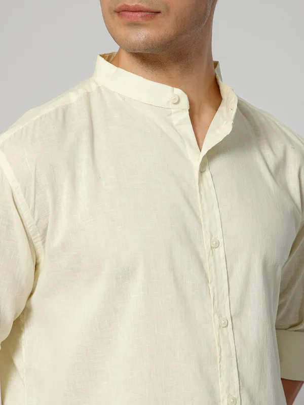 French_Linen_Blend_Relaxed_Fit_Butter_Yellow_Men_S_Shirt