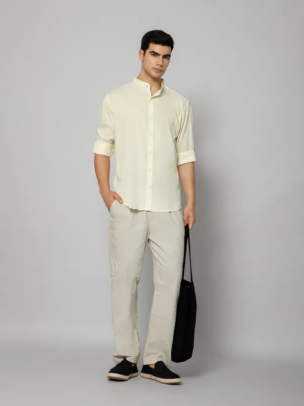 French_Linen_Blend_Relaxed_Fit_Butter_Yellow_Men_S_Shirt