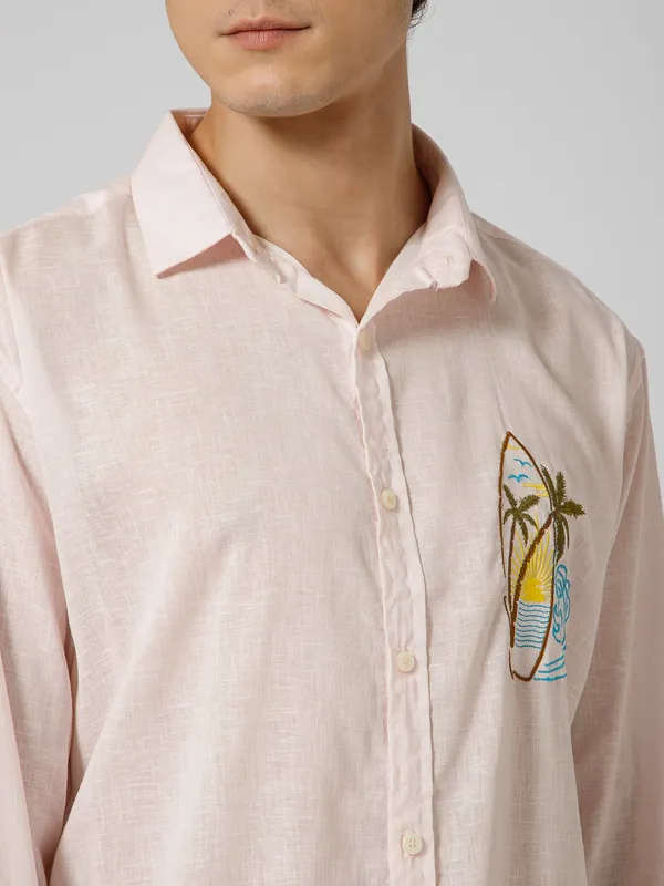 Surfing_Linen_Blend_Relaxed_Fit_Baby_Pink_Men_S_Shirt