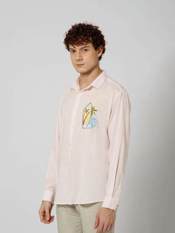 Surfing_Linen_Blend_Relaxed_Fit_Baby_Pink_Men_S_Shirt