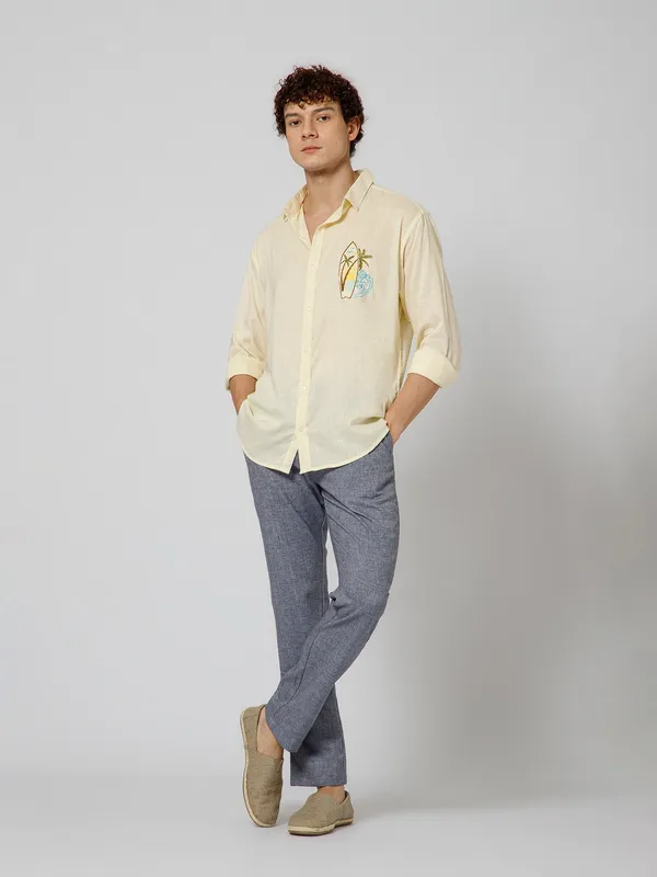 Surfing_Linen_Blend_Relaxed_Fit_Yellow_Men_S_Shirt