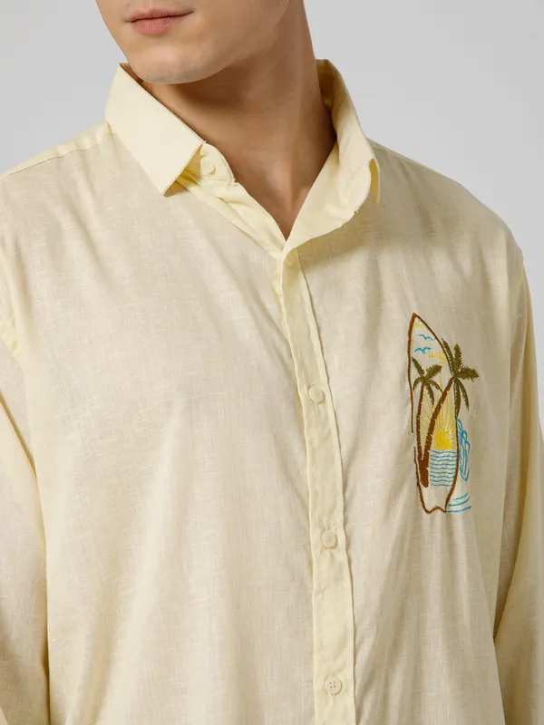 Surfing_Linen_Blend_Relaxed_Fit_Yellow_Men_S_Shirt