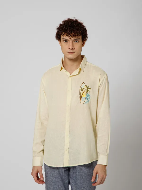 Surfing_Linen_Blend_Relaxed_Fit_Yellow_Men_S_Shirt
