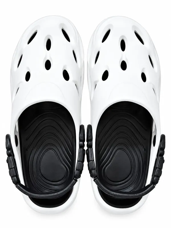 White_Perforated_Open_Back_Slip-On_Clogs_For_Men
