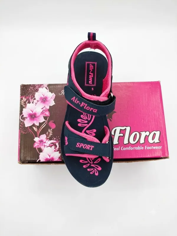 Black_And_Pink_Floral_Detail_Sport_Sandals_For_Women