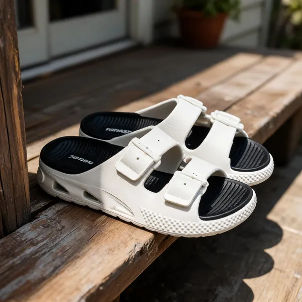 Black_And_White_Open_Toe_Buckle_Strap_Sandals_For_Men