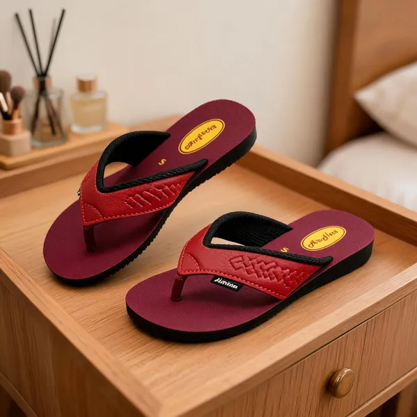 Maroon_Textured_Casual_Flip_Flops_For_Women