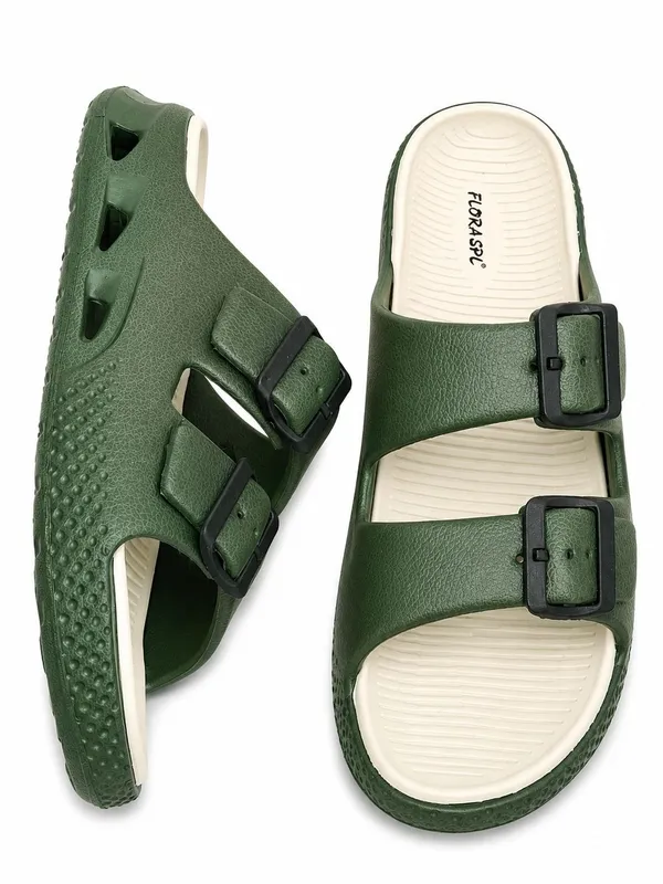 Green_Eva_Double_Buckle_Strap_Sandals_For_Men