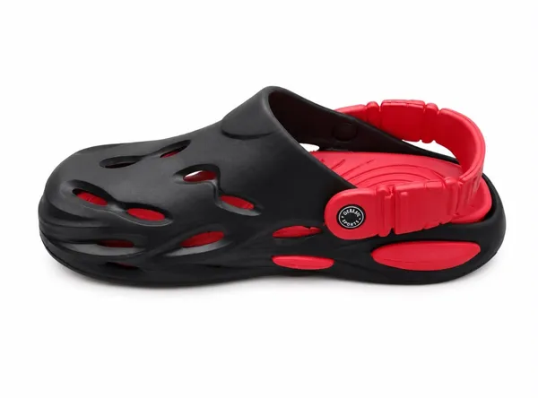 Black_And_Red_Two-Tone_Open_Back_Clogs_For_Men