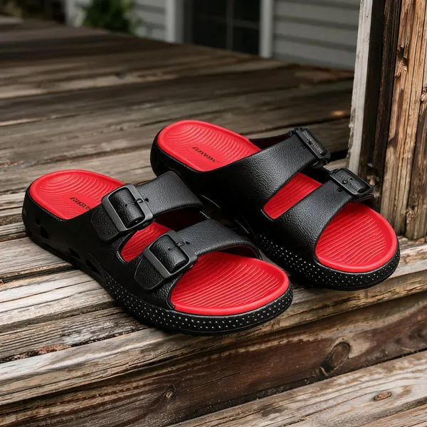 Black_Synthetic_Double_Strap_Adjustable_Sandals_For_Men
