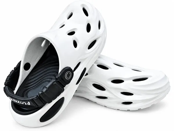 White_Perforated_Open_Back_Slip-On_Clogs_For_Men