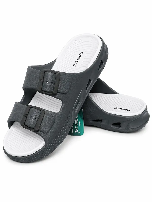 Black_Synthetic_Double_Strap_Buckle_Sandals_For_Men