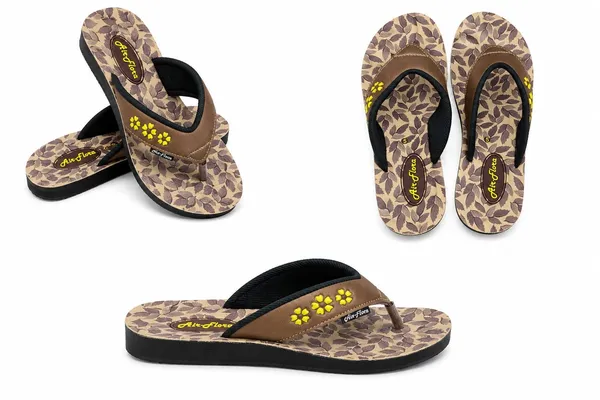 Brown_Floral_Print_Thong_Flip_Flops_For_Women