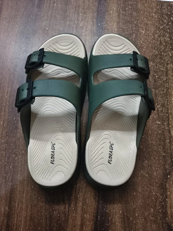 Green_Double_Strap_Adjustable_Buckle_Sandals_For_Men